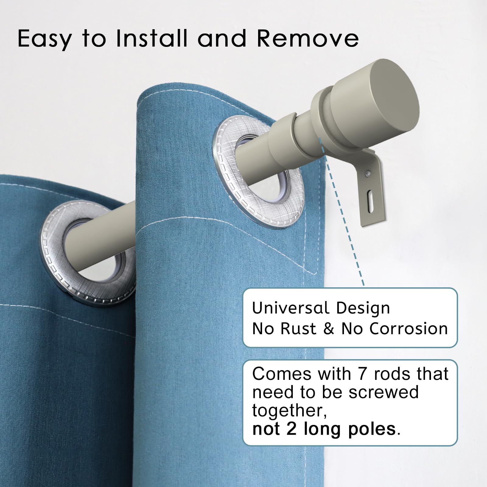 Byondeth curtain rod with brushed nickel end cap adds contemporary style and durable finish.