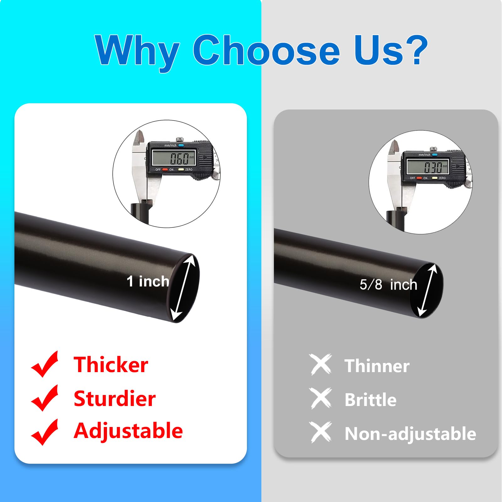 Byondeth curtain rod is compatible with grommet, back tab, and rod pocket curtains.