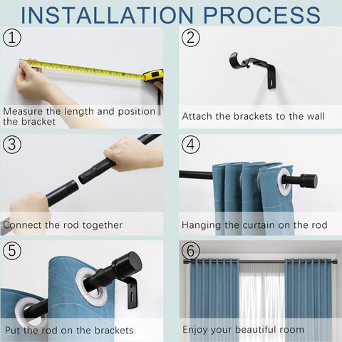 Easy-install Byondeth curtain rod with included hardware and guide