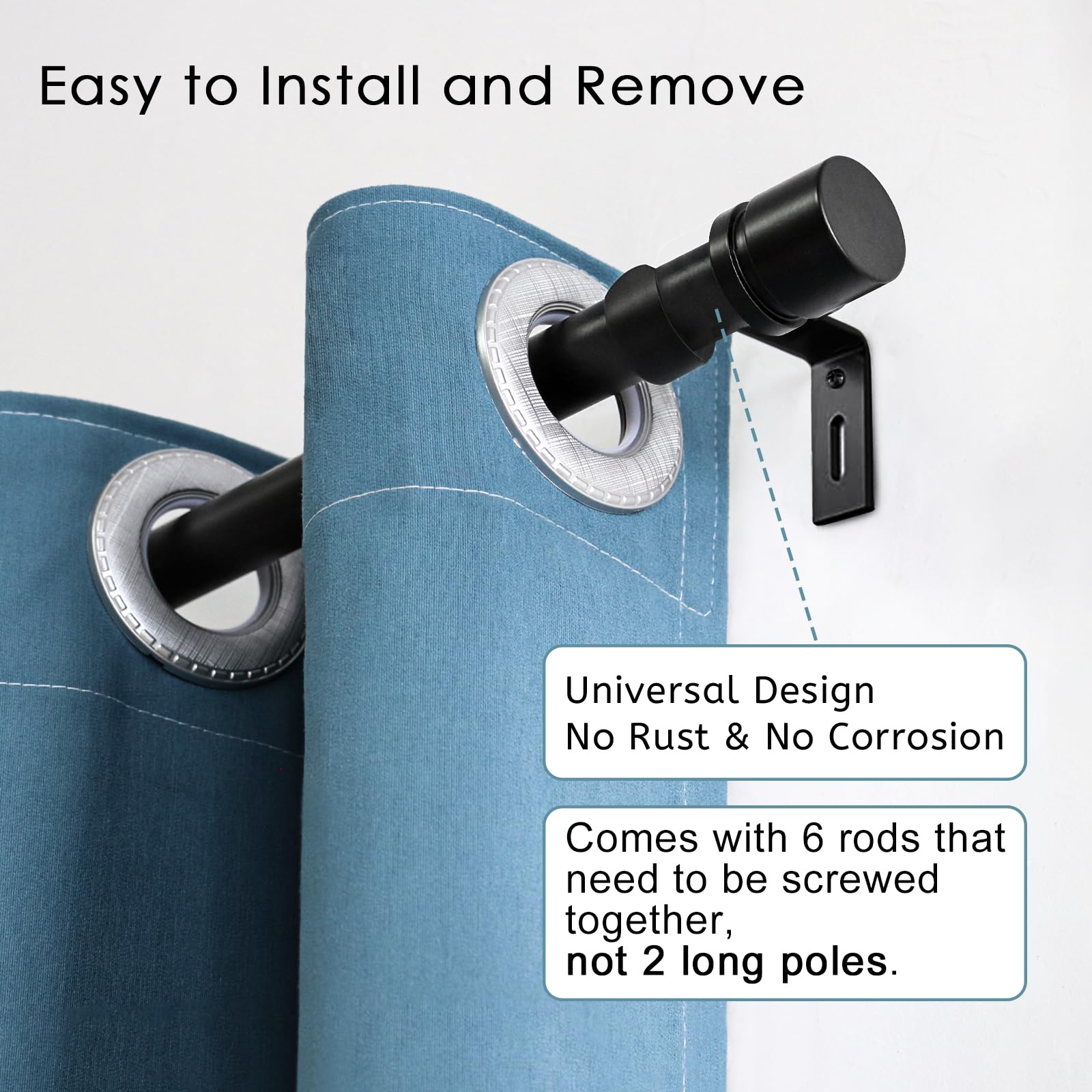 Byondeth rod supports up to 50 pounds for heavier curtains.