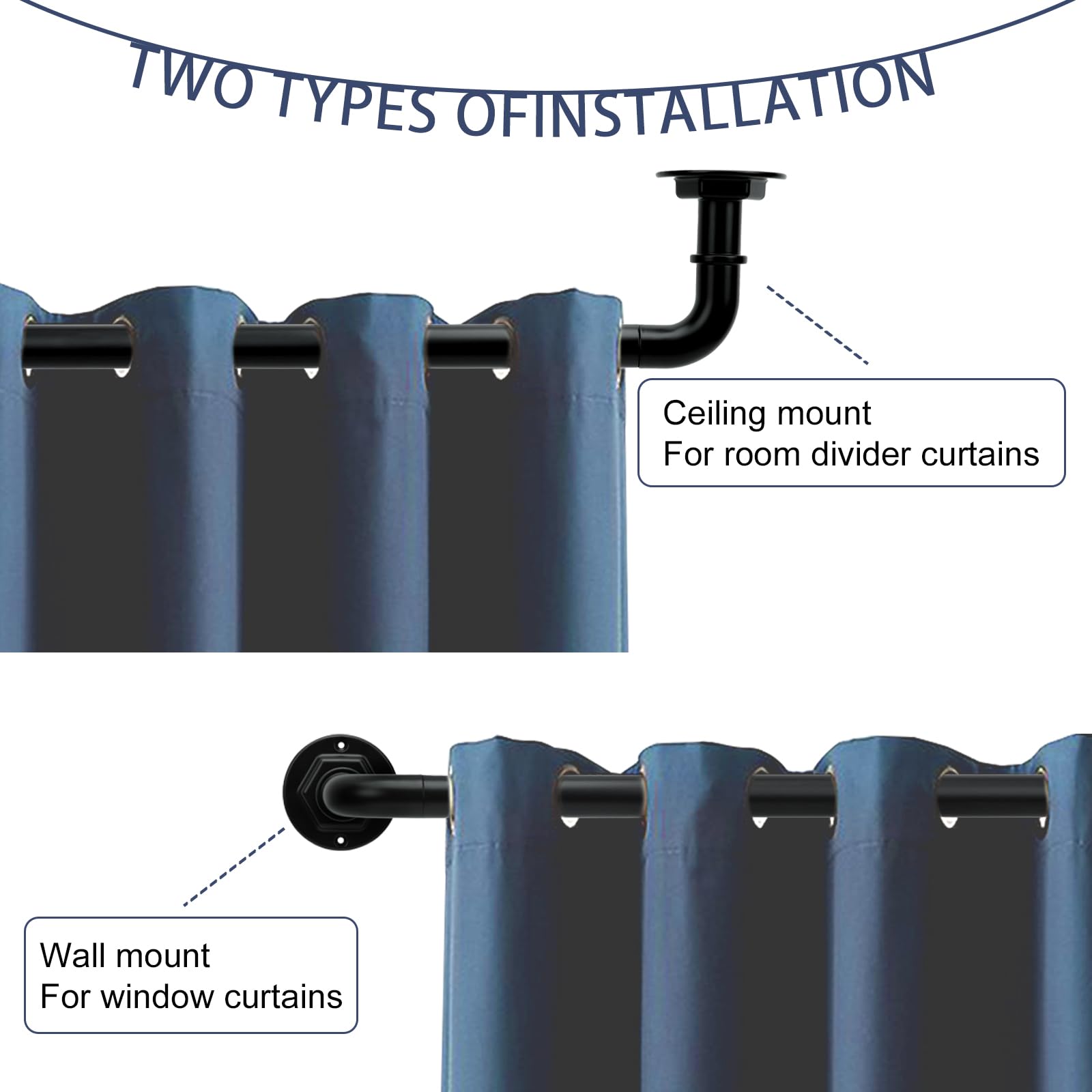 Byondeth curtain rod with included hardware enables quick and straightforward installation