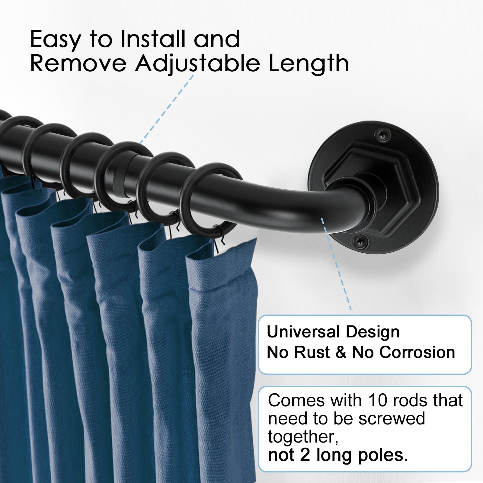 Byondeth sturdy 50 lb curtain rod supports heavy drapery for long-lasting use