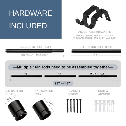Byondeth heavy-duty curtain rod with 1-inch diameter for durability.