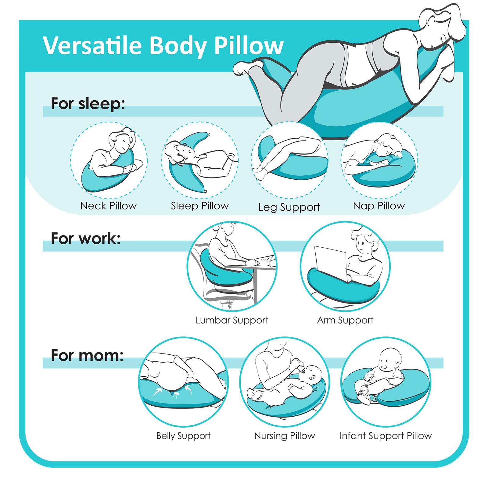 BYRIVER removable breathable cotton pillowcase keeps you cool during hot night sessions.