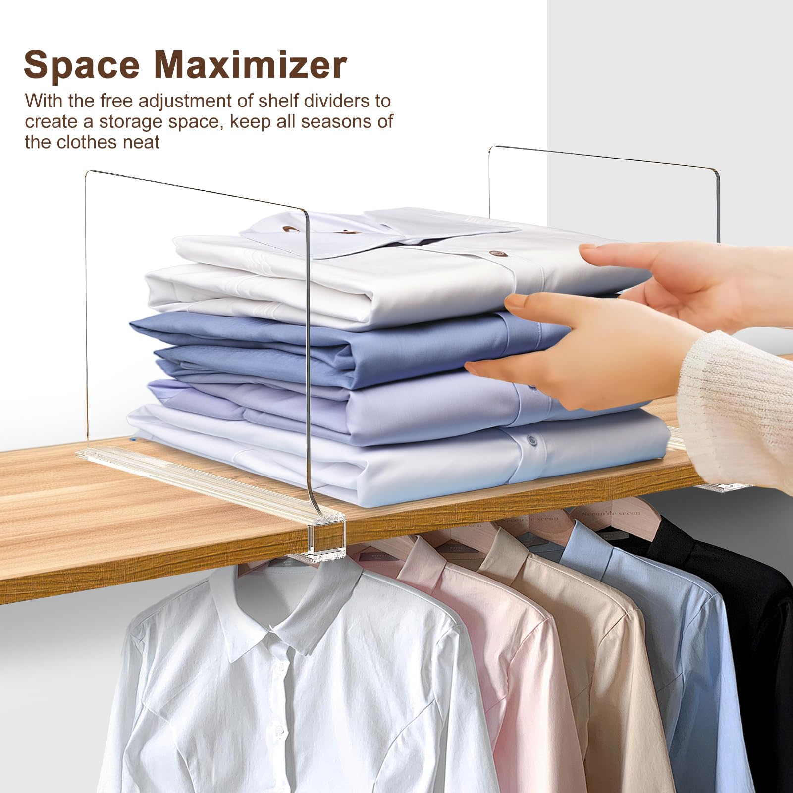 BYSOQIJAH clear acrylic shelf divider highlights transparent organization for handbags and clothes