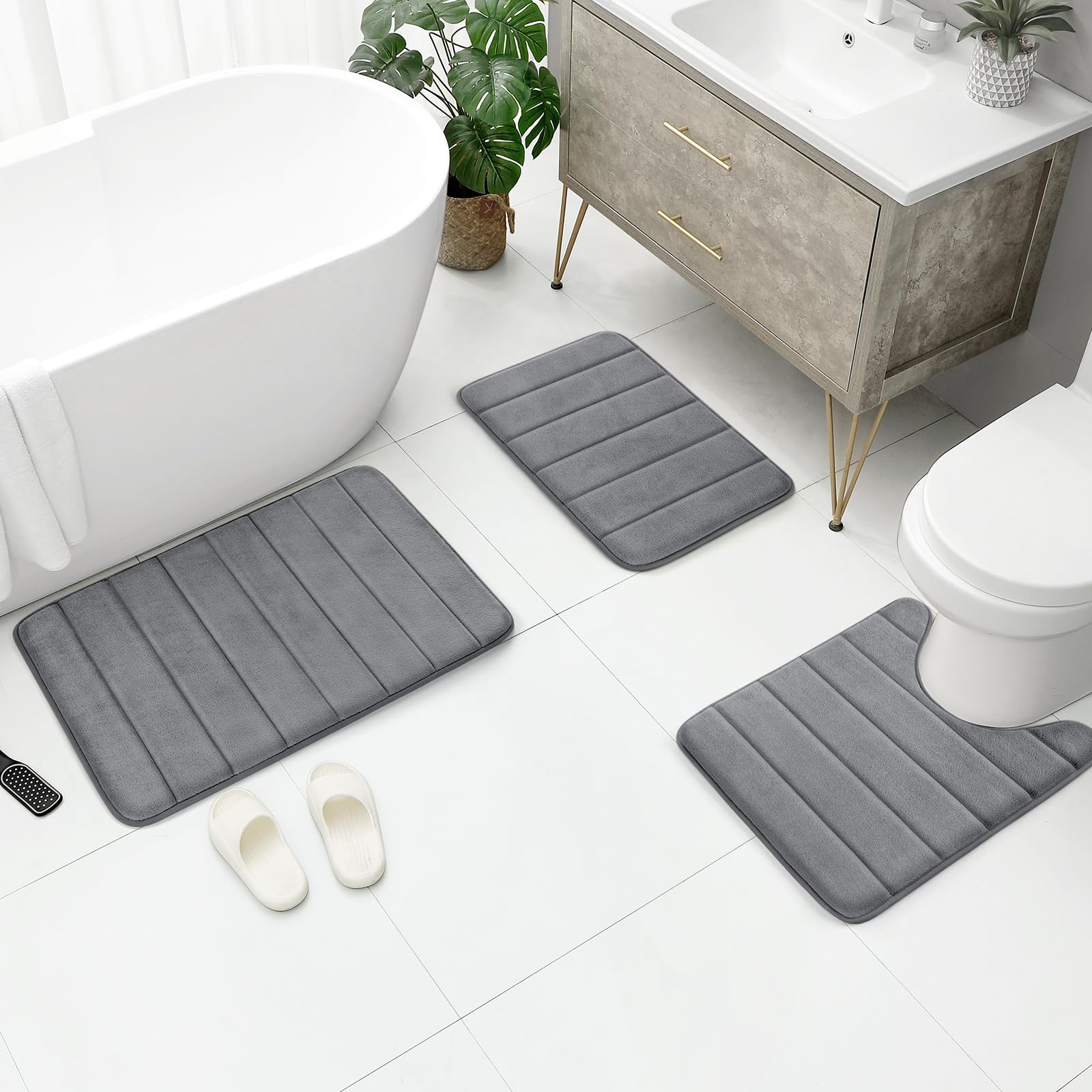 BYSURE U-shaped 24x20 contour rug hugs around the toilet area.
