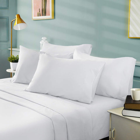 BYSURE king size sheets with deep pockets securely fitting a thick mattress.