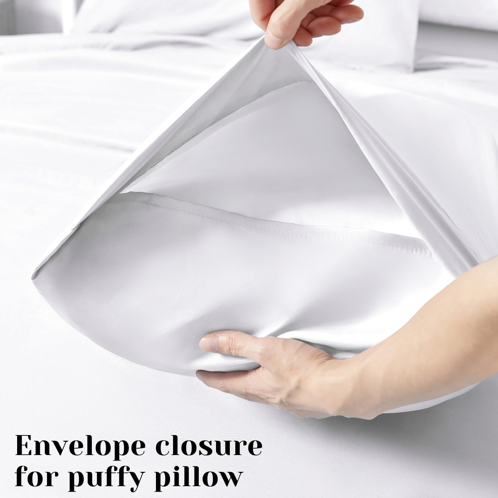 BYSURE luxury white sheets in a clean bedroom setting for hotel-like comfort.