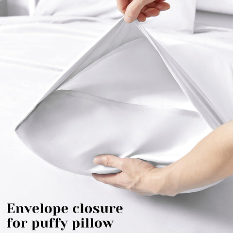 BYSURE luxury white sheets in a clean bedroom setting for hotel-like comfort.