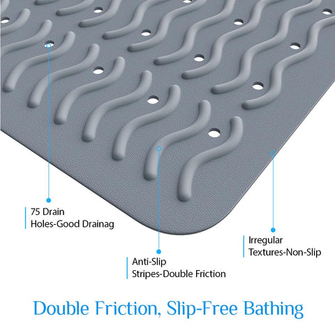BYTANA anti-slip bath mat shows 194 suction cups for secure placement.