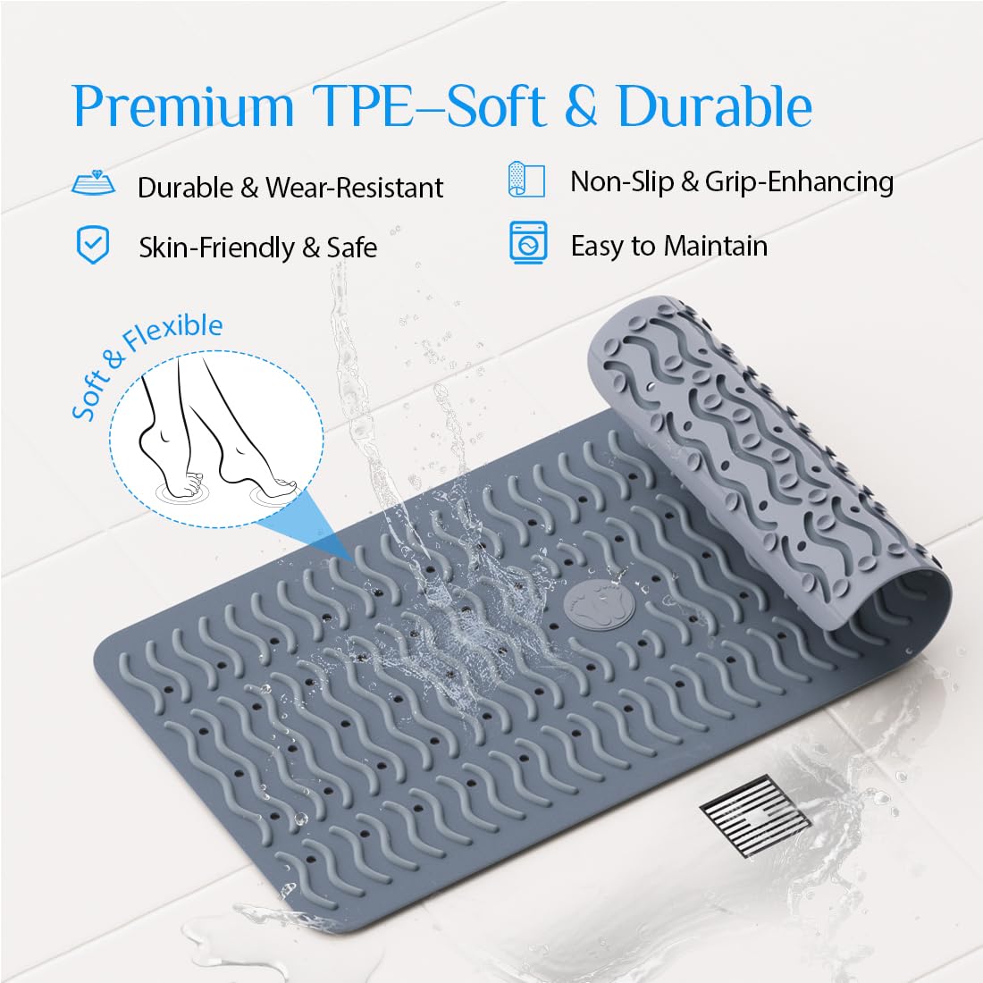 BYTANA machine washable bath mat designed for longevity.