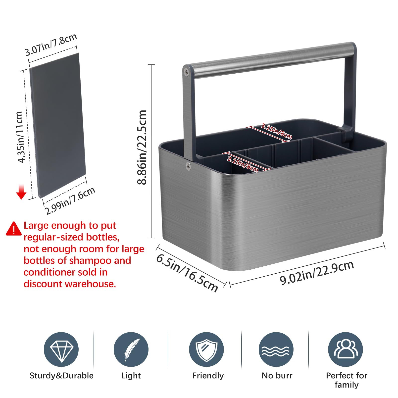 BYUNER adjustable dividers bathroom organizer showing stable compartments