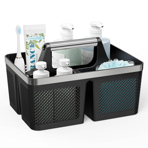 BYUNER black shower caddy with handle for portable dorm use