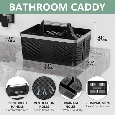 BYUNER plastic bathroom caddy with holes for quick drainage