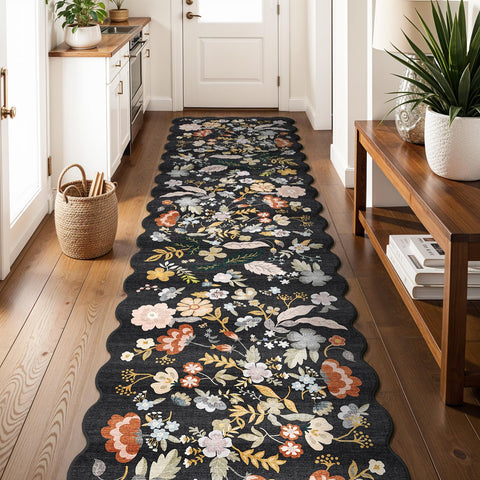 BYYVOO floral scalloped hallway runner enhances entryway warmth and style
