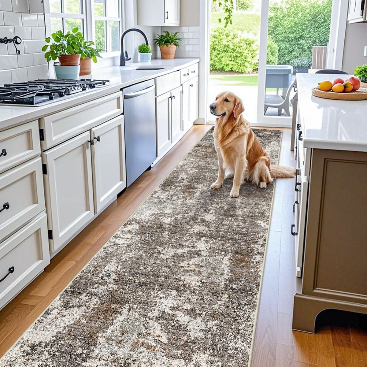 BYYVOO long hallway runner with non-slip texture for secure high-traffic placement.