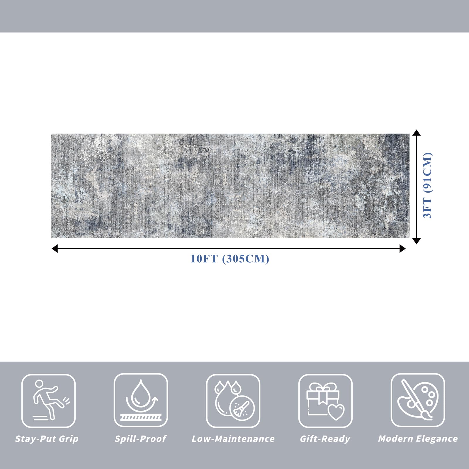 BYYVOO long kitchen runner shows non-slip backing detail for safe footing.