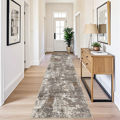 Modern abstract BYYVOO runner in a neutral palette for versatile decor.