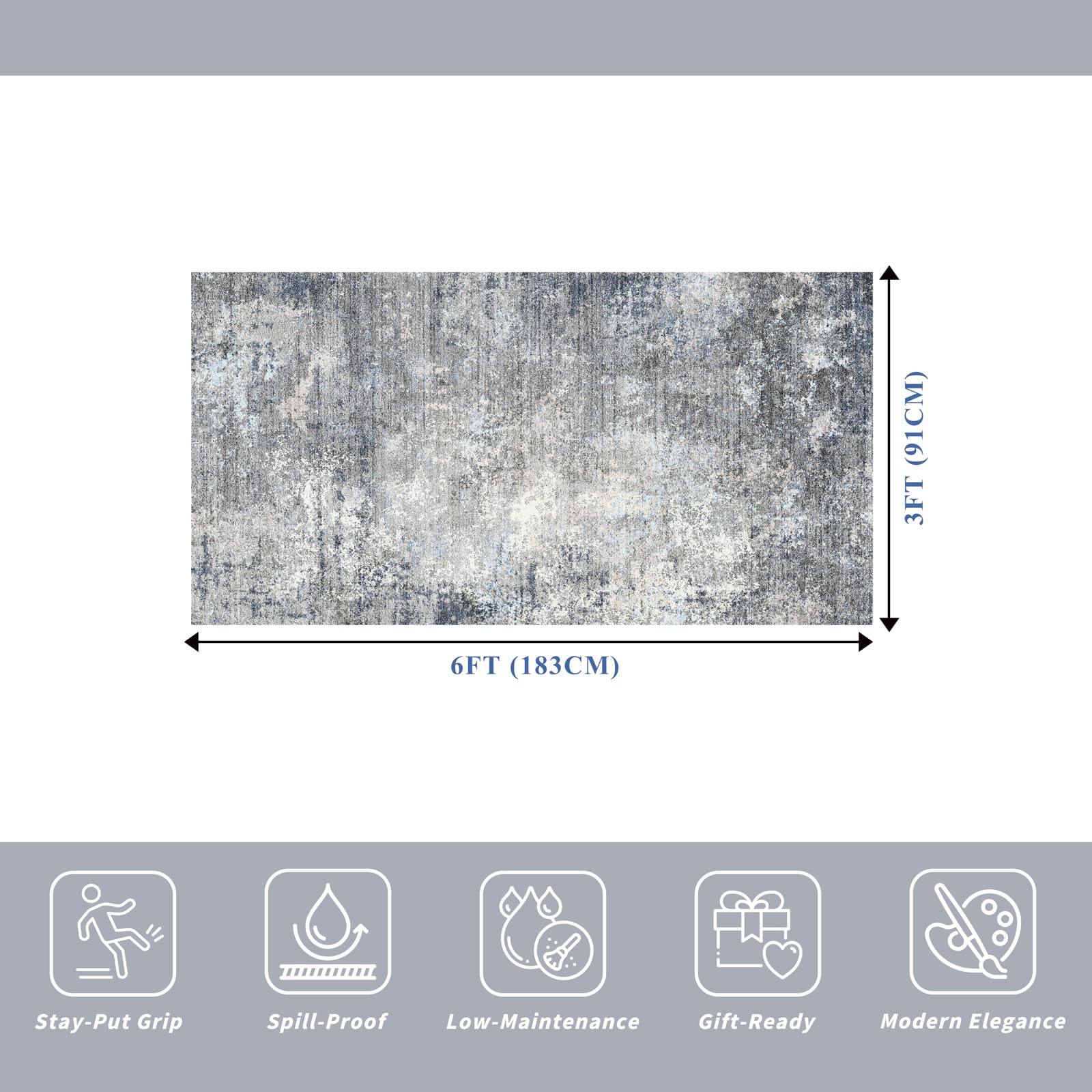 BYYVOO non-slip rubber-backed runner provides stable placement in busy spaces.