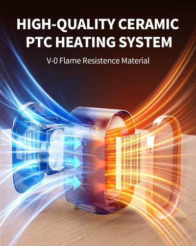 BZGG space heater shows tilt safety with auto shut-off.