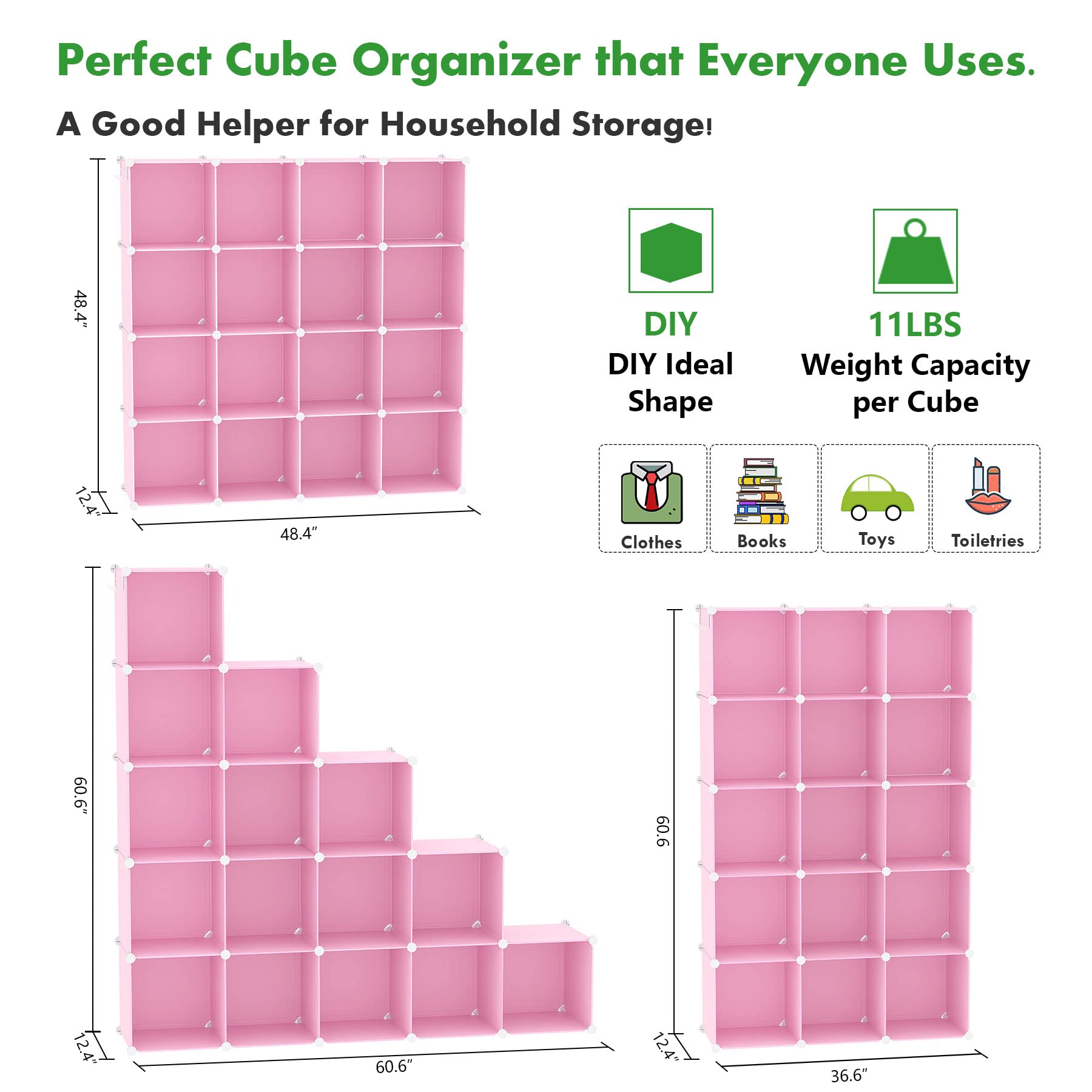 C&AHOME sturdy cubes offer reliable 11 lb per-cube capacity.