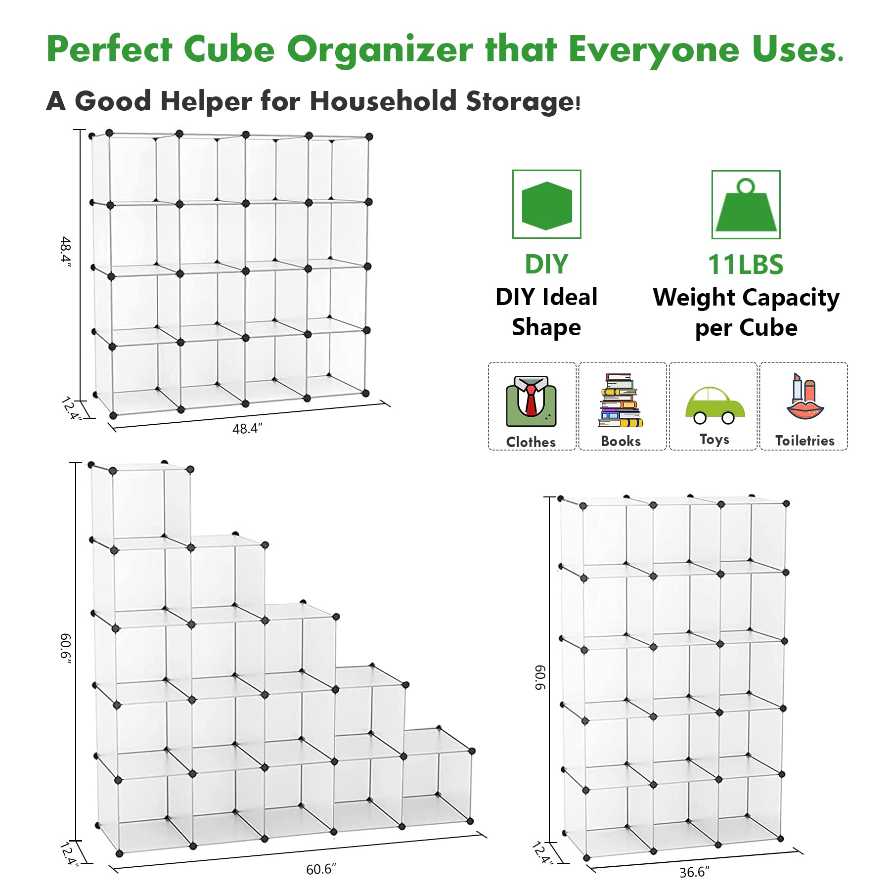 C&AHOME Cube Storage Organizer offers 11 lbs per cube capacity for durable storage