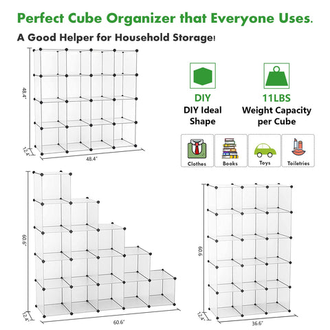 C&AHOME Cube Storage Organizer offers 11 lbs per cube capacity for durable storage