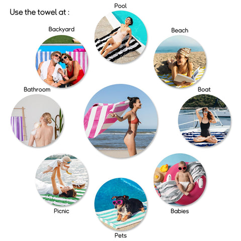 cabanana beach pool spa use highlights versatile towel for lounging, drying, or picnics