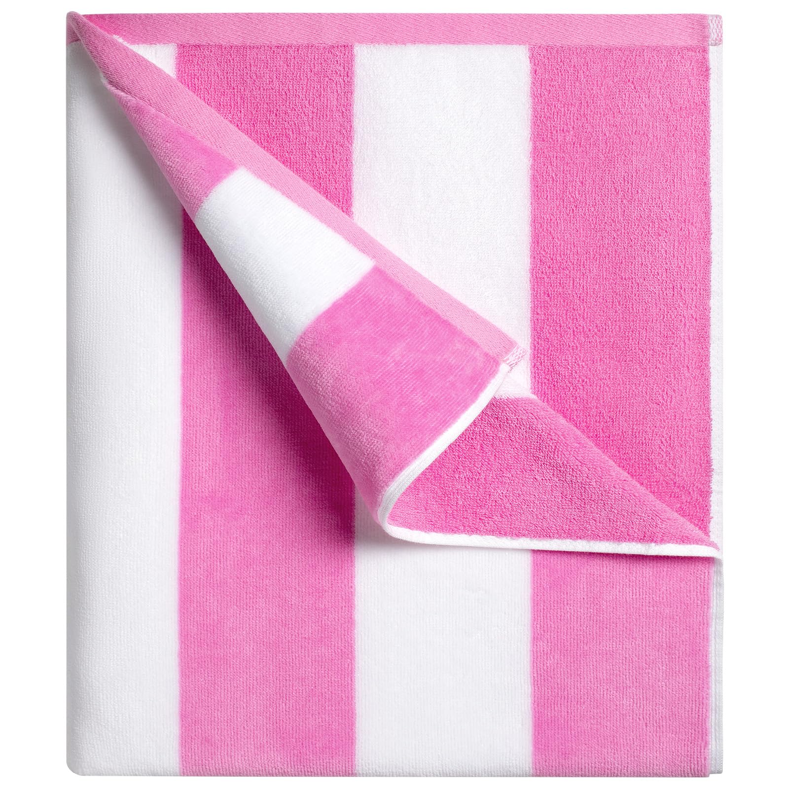 cabanana large pink striped towel front shows dual surface for soft touch and quick drying