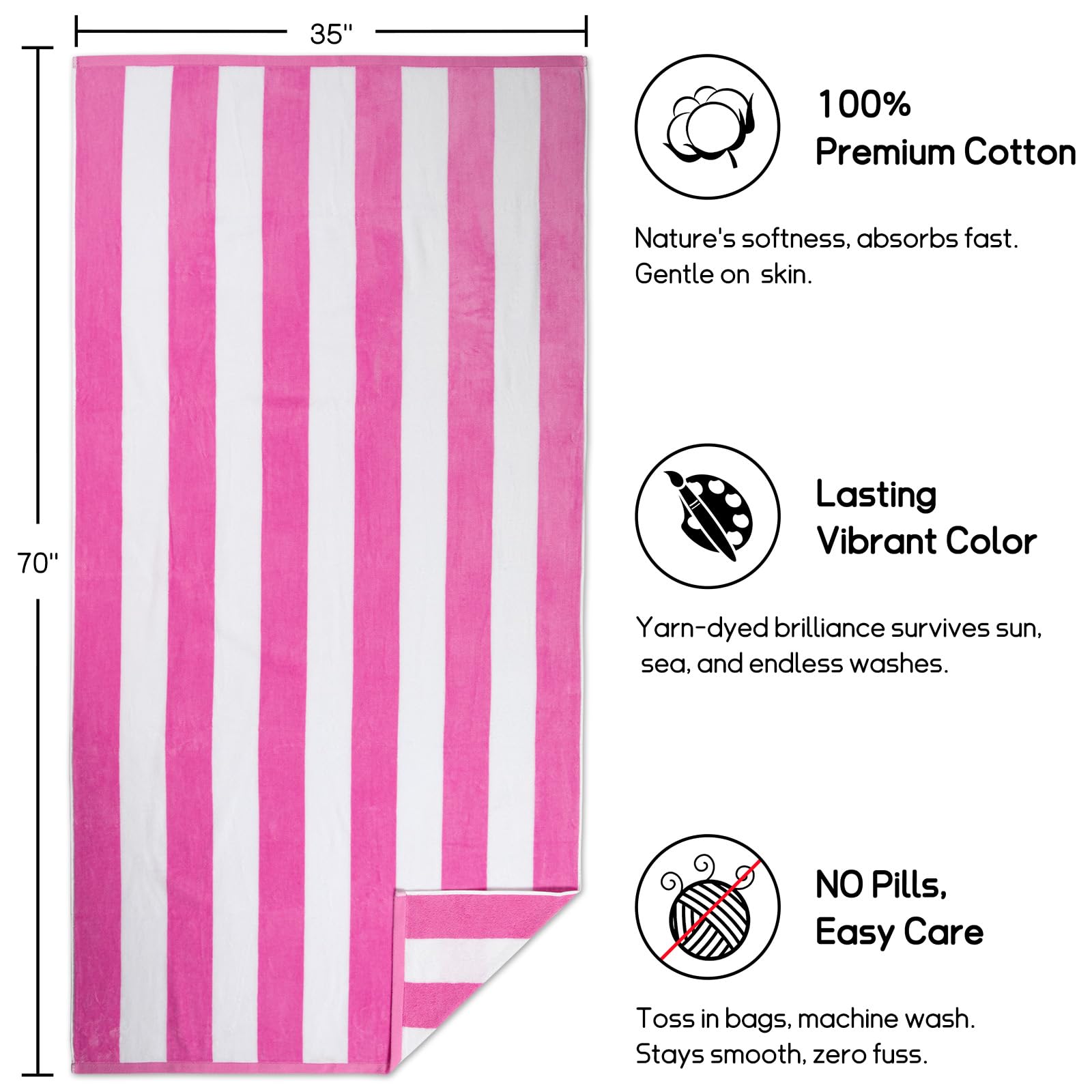 cabanana oversized 35x70 dimensions provide ample coverage perfect for beach and picnic