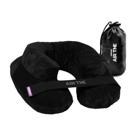 Cabeau Air TNE pillow side view highlighting compact design for easy packing.