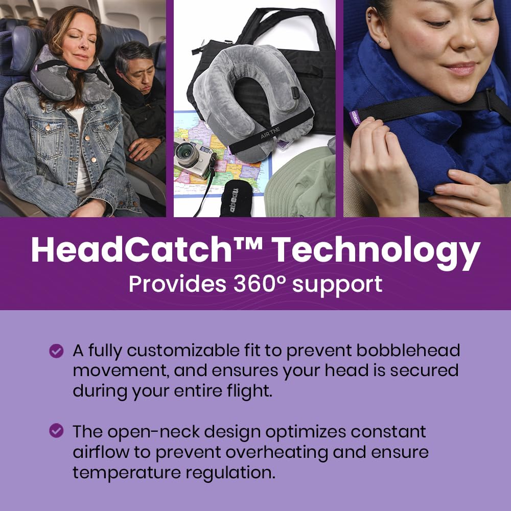 Cabeau Air TNE pillow strap adjustment demonstrating personalized fit.
