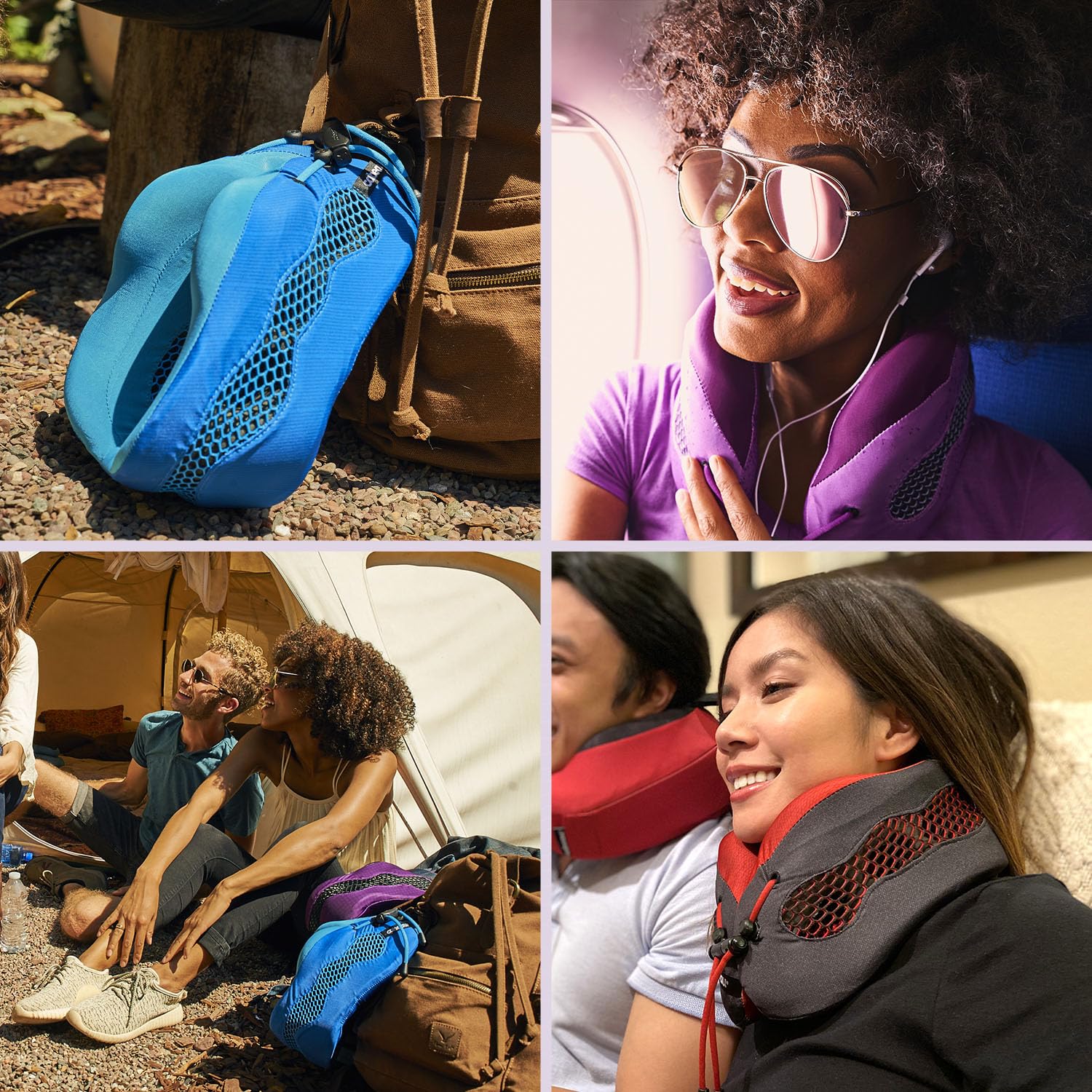 Earphone-friendly design helps keep headphones in place during travel