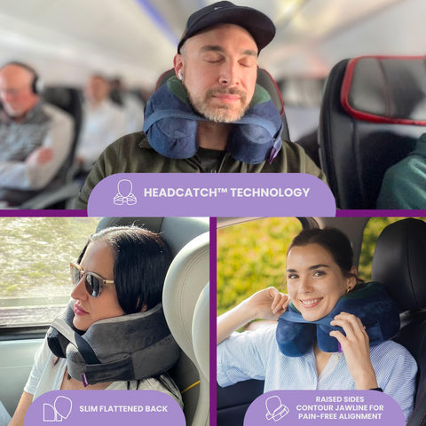 Cabeau Evolution Earth Deluxe 360-degree head support stabilizes your neck during travel.