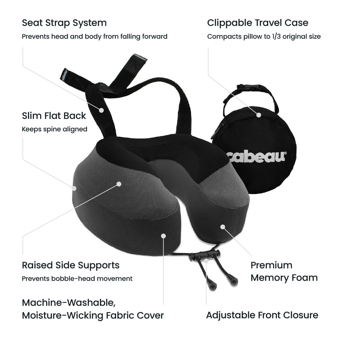 Cabeau Evolution S3 360-degree support keeps head secure while resting.