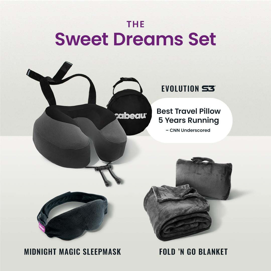 Cabeau Evolution S3 ergonomic head neck support promotes comfortable rest.
