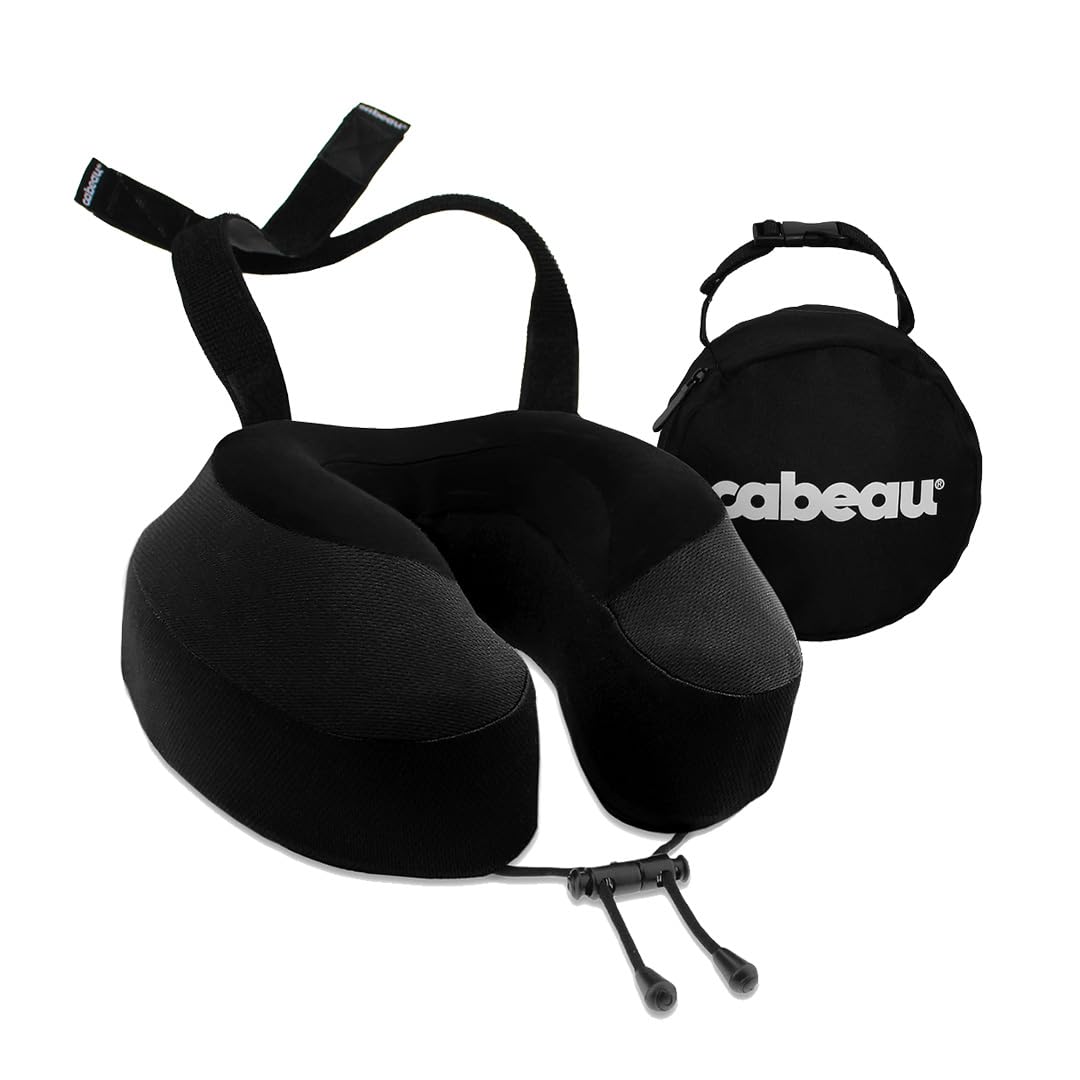 Cabeau Evolution S3 pillow with seat-strap attachment for stable travel head support