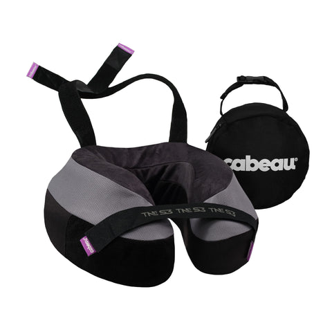 Cabeau Berlin Grey neck pillow silhouette highlighting its compact travel design.