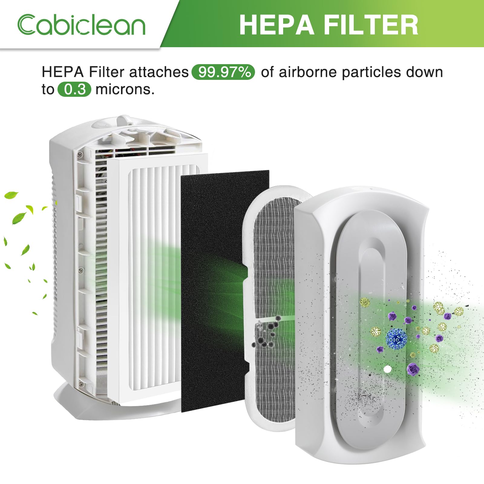 Cabiclean 04386A activated-carbon filter, side view, odor control.