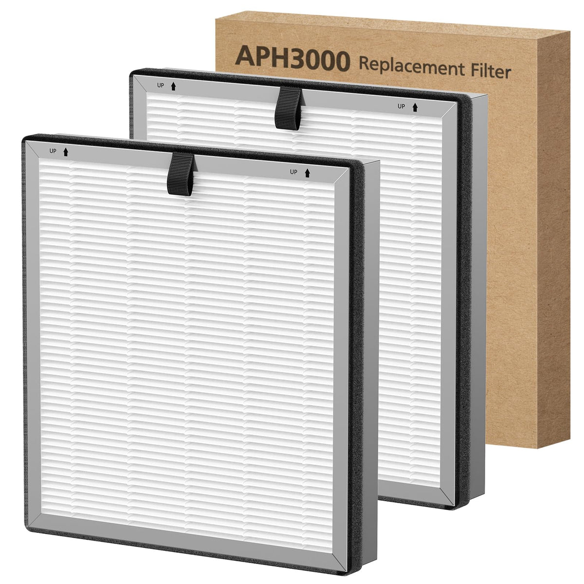 Cabiclean APH3000 filter front view shows 3-stage filtration for clean air