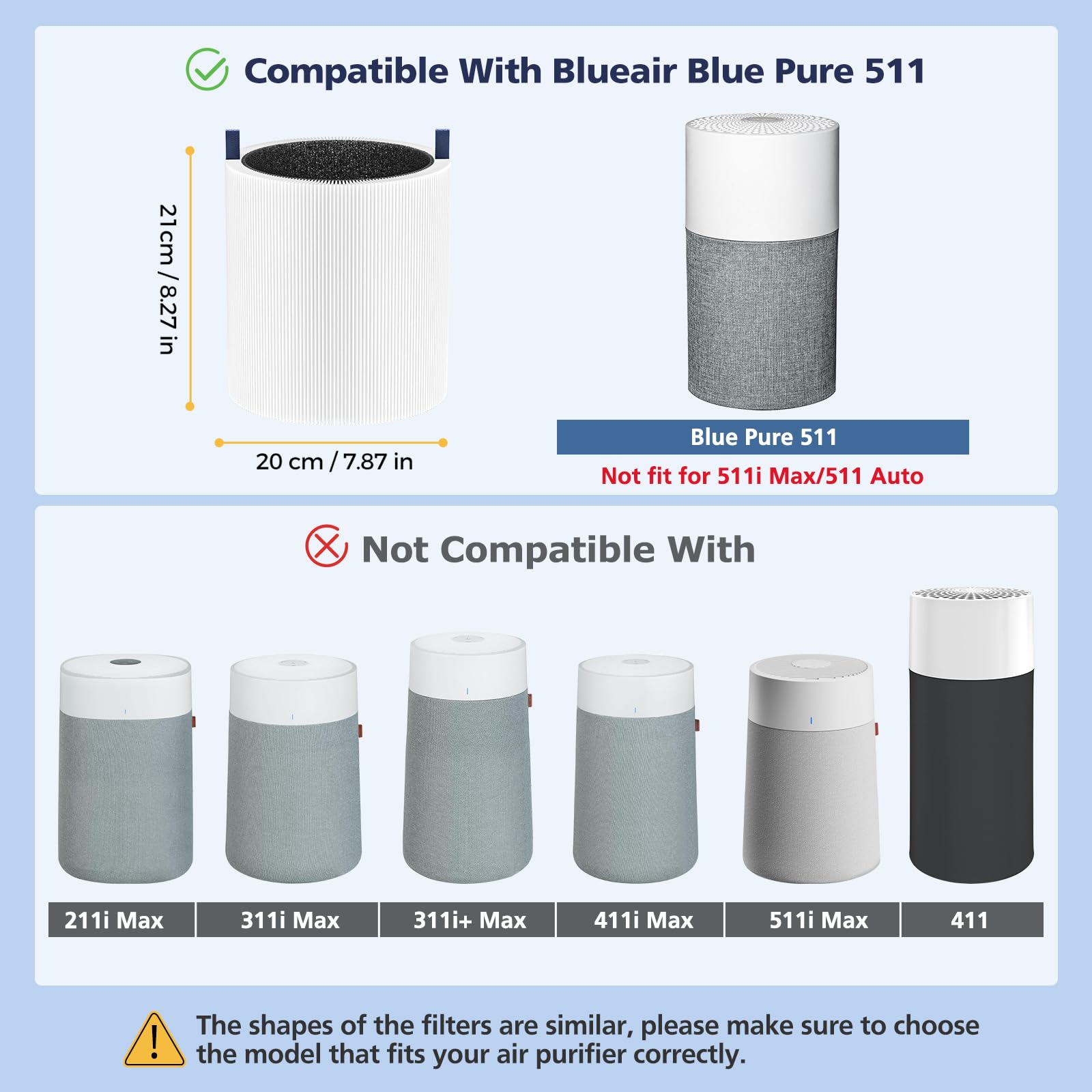 Cabiclean 511 filter ready for Blue Pure 511 fit and quick swap.