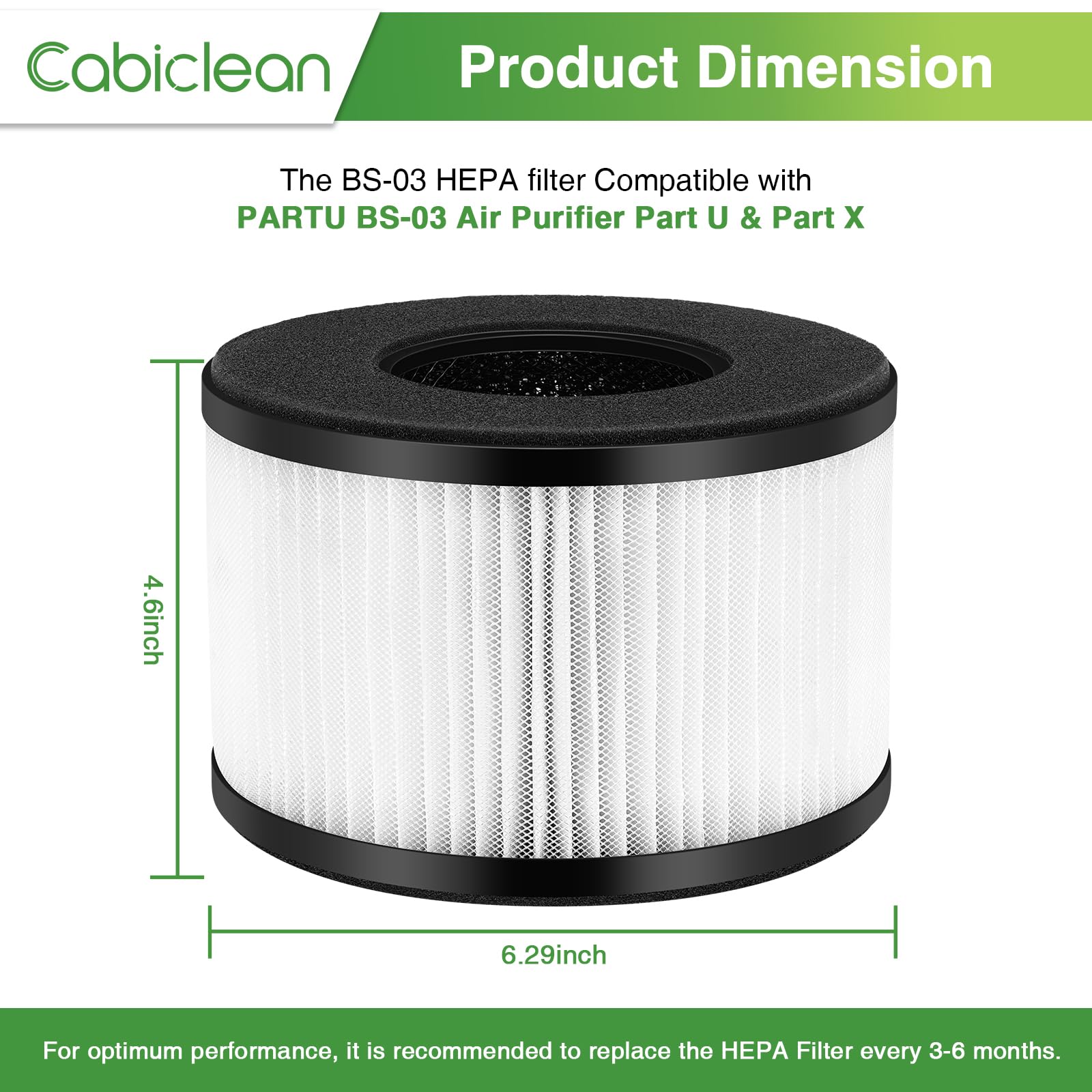 Cabiclean BS-03 3-in-1 filtration captures particles and odors.