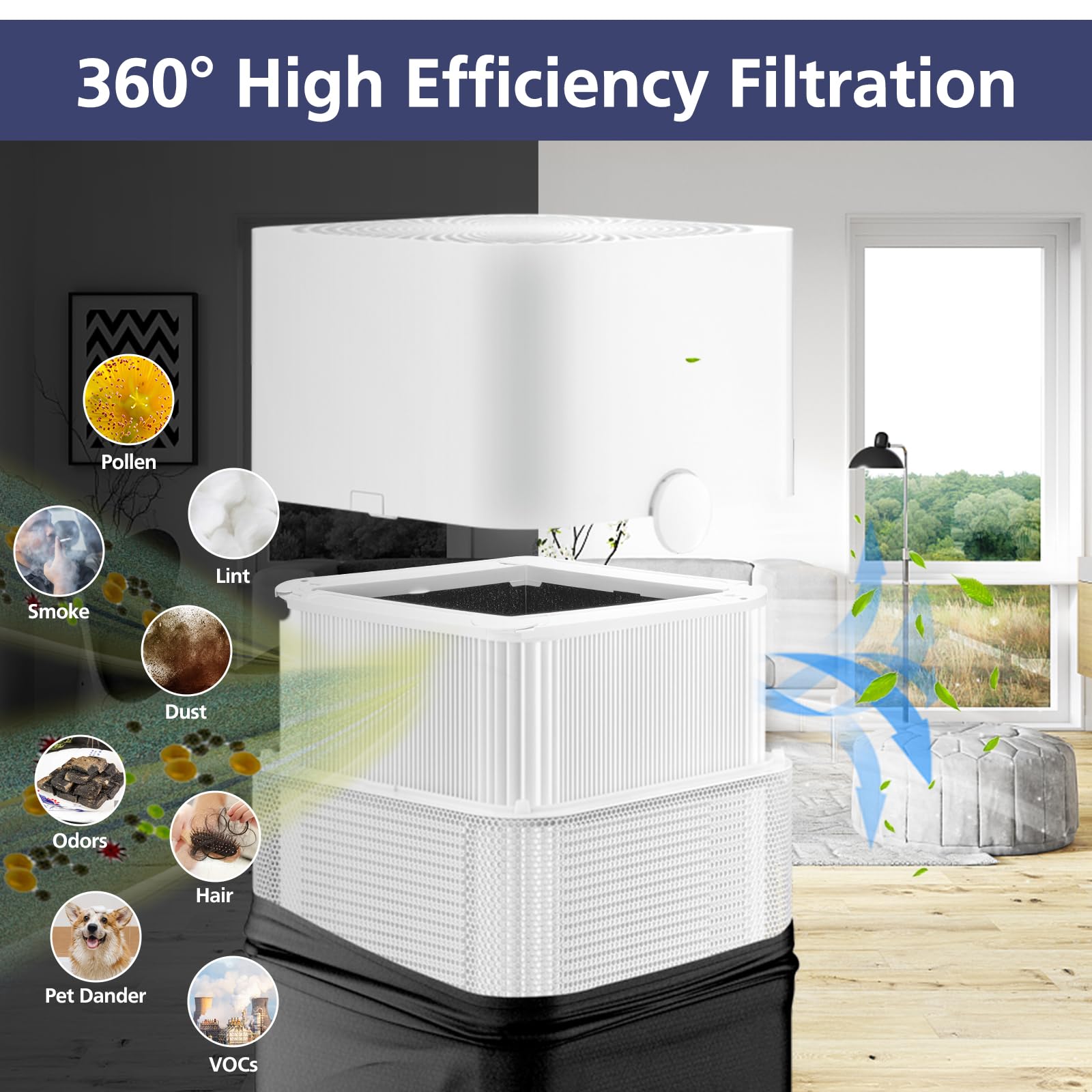 Cabiclean easy installation image shows quick swap to maintain purifier performance.