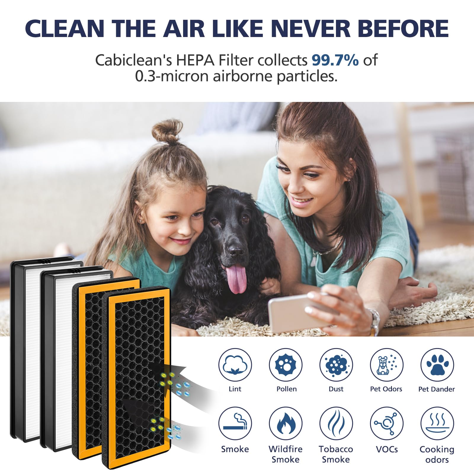 Cabiclean HEPA filter detail capturing fine particles for clearer indoor air