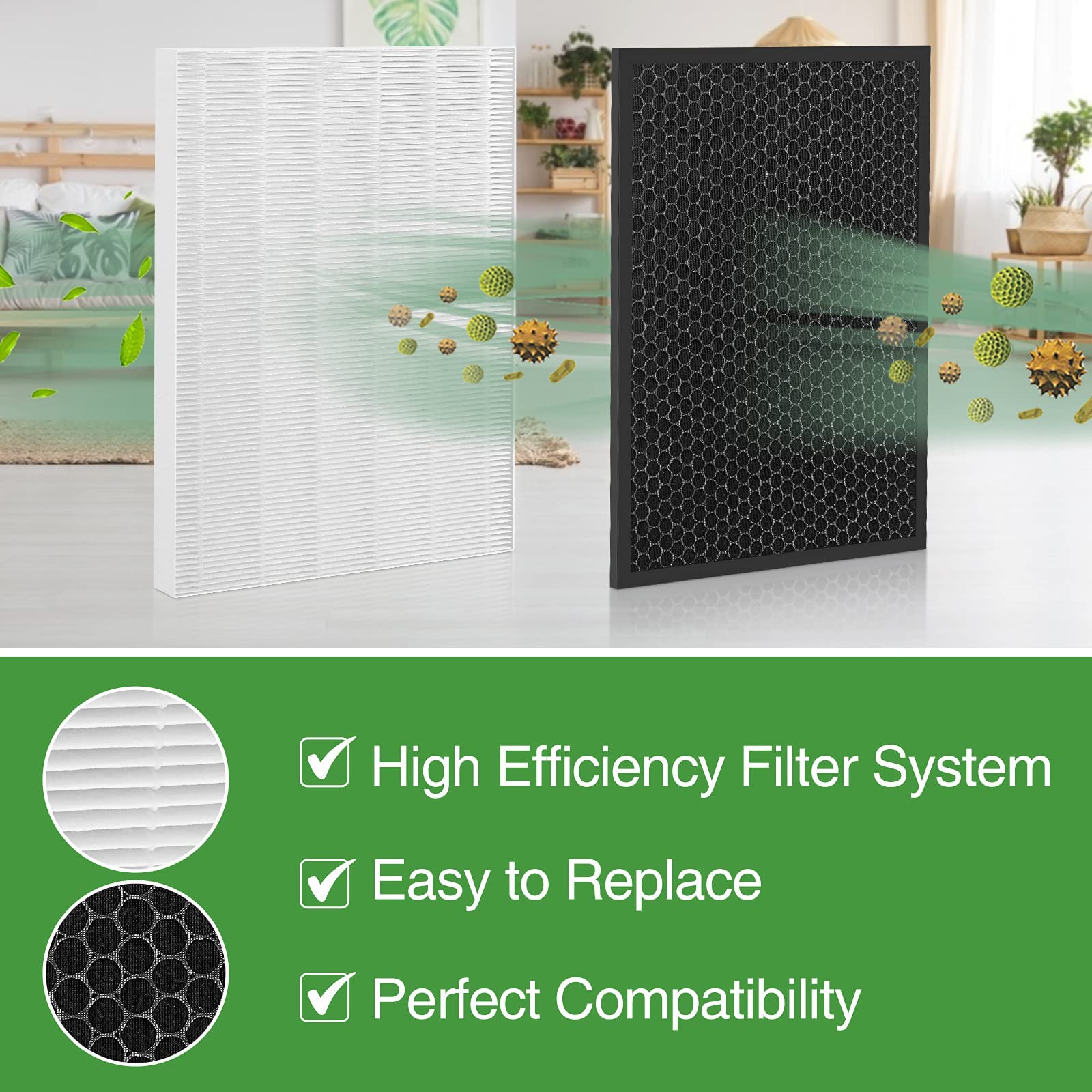 Cabiclean HR900 easy replacement demonstrates tool-free filter swap.