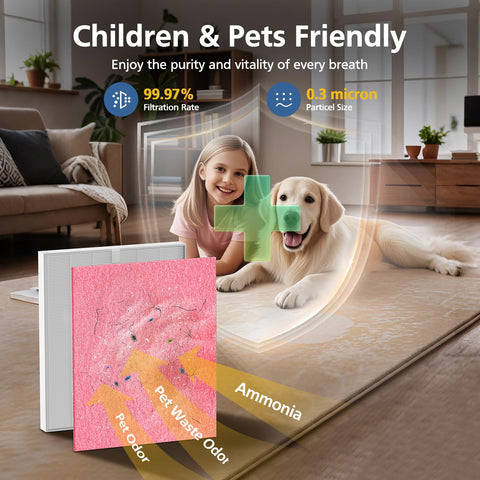 Cabiclean pet-friendly living room scene with purified air