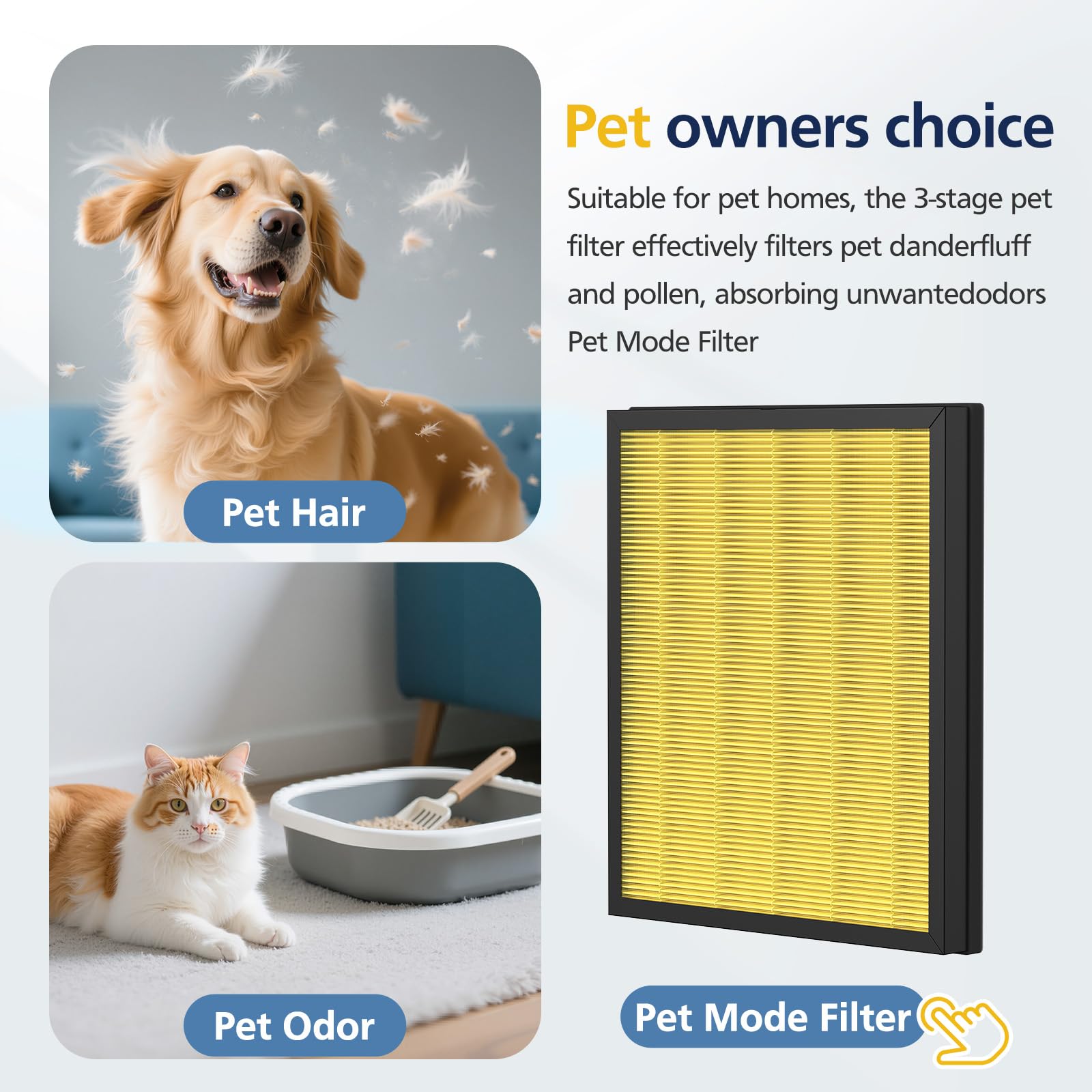 Activated carbon targets pet odors and smoke odors for a fresher space.