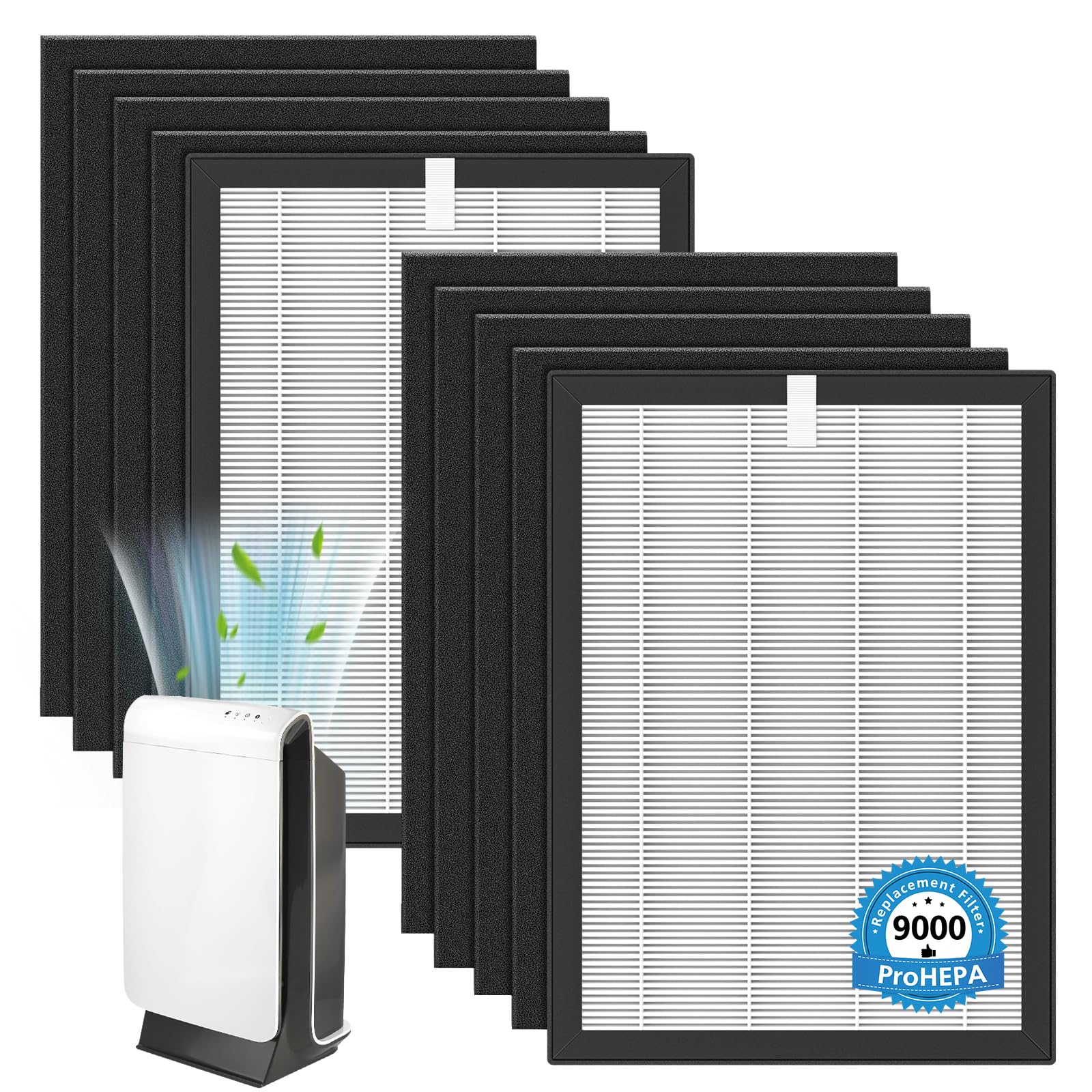 Cabiclean ProHEPA 9000 filter pack front view highlights comprehensive replacement kit.