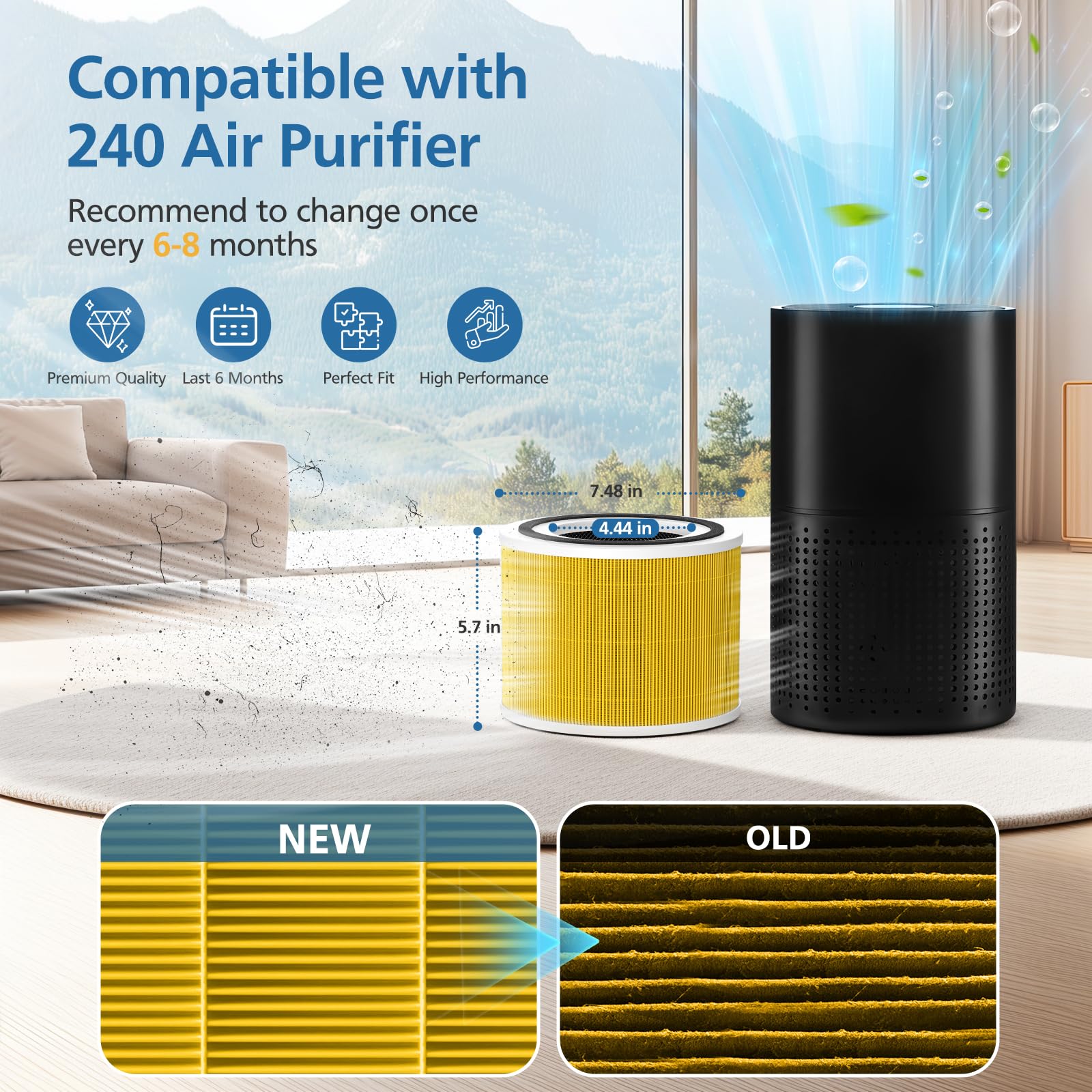 Caehomly 240 Pet Care filter pack back view with two-pack setup for quick compatibility check