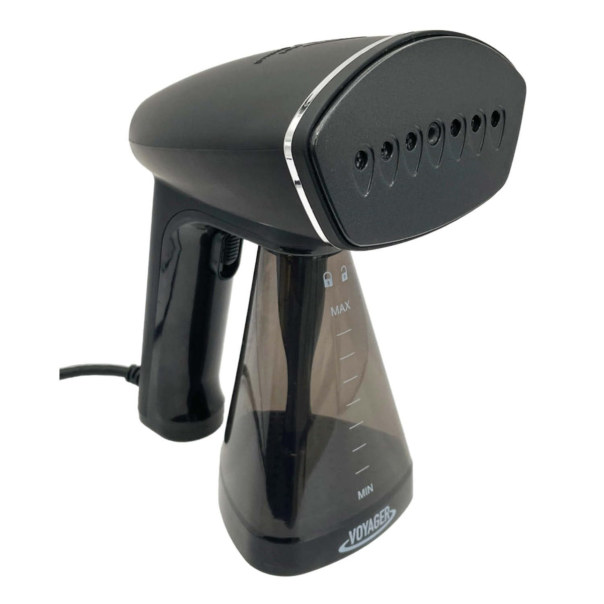Cafe Valet Voyager Cloud steamer front view showing compact design for easy garment care